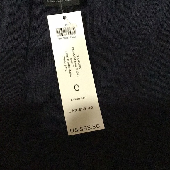 Chicos new with tags navy dressy shorts, size 0 - Picture 2 of 7